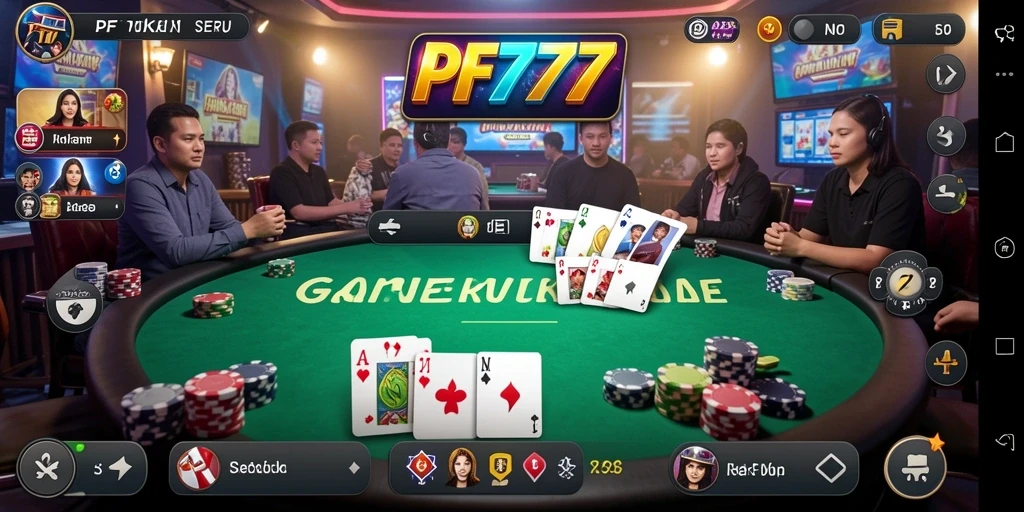 Tampilan gameplay PF777 yang menarik dan interaktif saat bermain Poker.