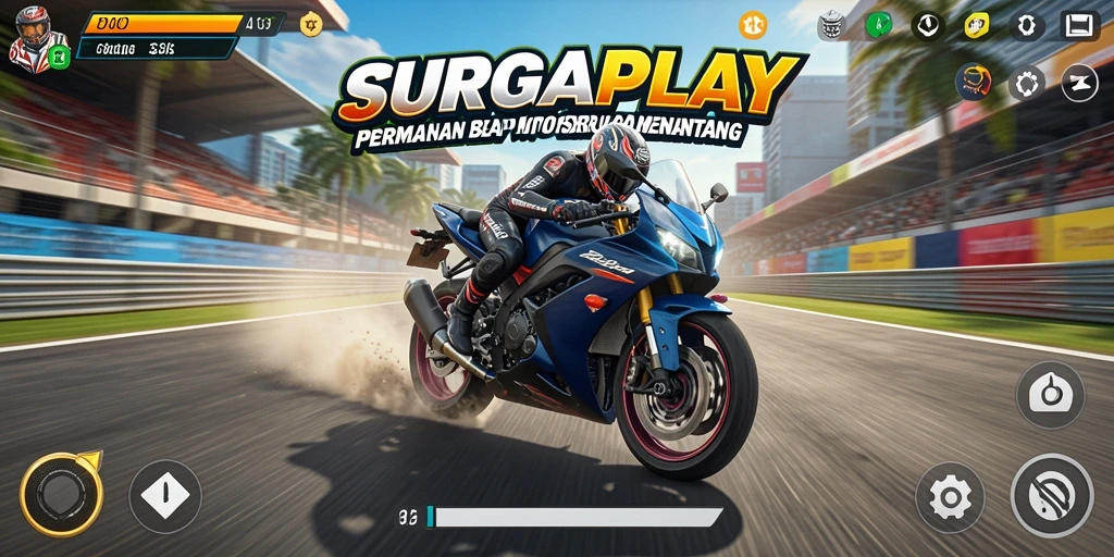 Gameplay mendebarkan dari SURGAPLAY dengan aksi balapan motor.